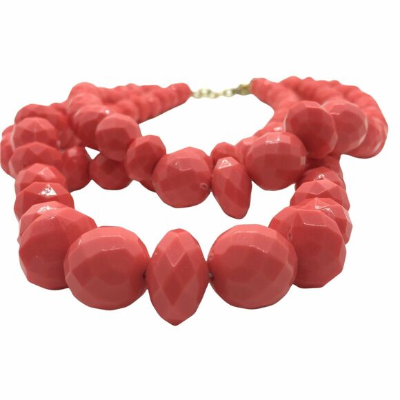 Sugarfix Statement Necklace Women's Coral And Gold Tone Multi Strand Beaded - Picture 2 of 13